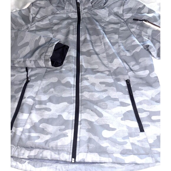 Free Country Women’s Gray Silver Chip Camo Lightweight Jacket XL Hooded - Picture 4 of 11